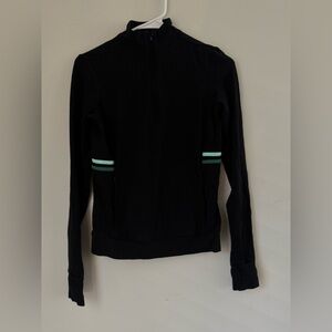 Splits59 Black Half-Zip Top with Mint Stripe Detail
